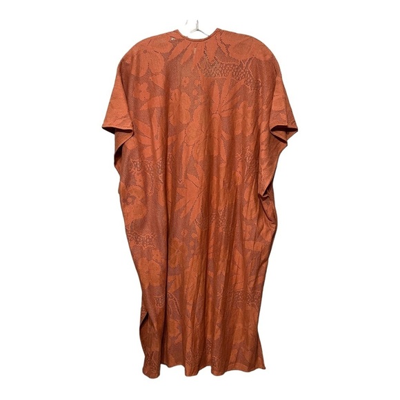 Aerie Kimono Cardigan In Rust Lightweight Floral Lace Open Swimsuit Cover-Up OS - Picture 2 of 4
